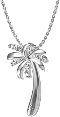 Silver Smile - Kadınlar için 17.5 inç Çapa Zinciri ile Katı Gümüş Güzel Tropikal Palmiye Ağacı Kolye Kolye
