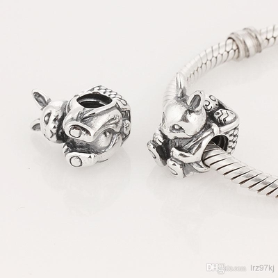 Bileklikler BISAER 925 Ayar Gümüş Charms Kedi Köpek Tembellik Kelebek Peri Kalp Dangle