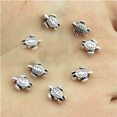160 adet Antik Güzel Kaplumbağa Kolye Gümüş Boncuk Charms Fit Orijinal Bilezik 9x7mm