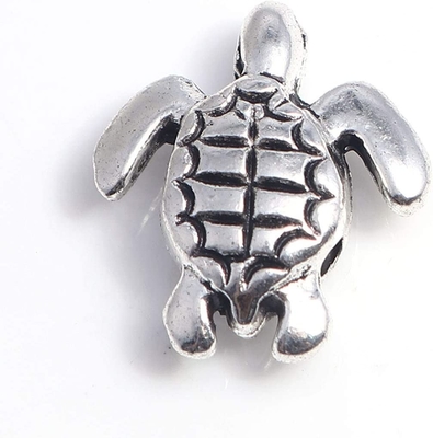 160 adet Antik Güzel Kaplumbağa Kolye Gümüş Boncuk Charms Fit Orijinal Bilezik 9x7mm