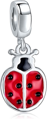 Böcek Bahçe Anne Bebek Uğur Böceği Kırmızı CZ Dangle Charm Boncuk İyi Şanslar