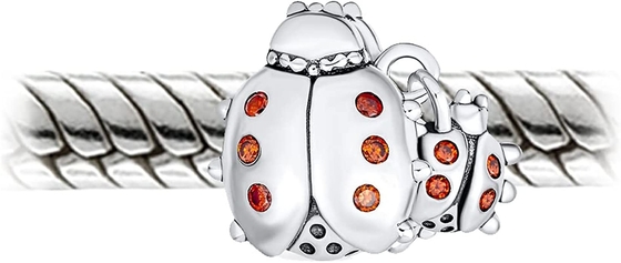 Böcek Bahçe Anne Bebek Uğur Böceği Kırmızı CZ Dangle Charm Boncuk İyi Şanslar
