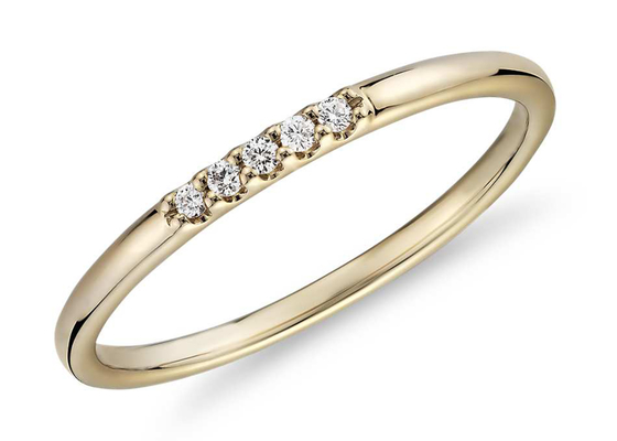 0.05ct 5pcs 9K Altın Yüzük 2MM Nişan ODM için Doğal Pırlantalı