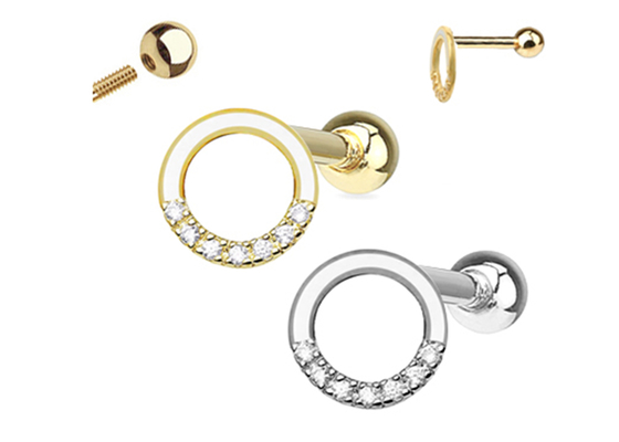 0.126ct 14k Altın Pırlanta Kıkırdak Küpeler, 14pcs Piercing sarmal küpeler OEM