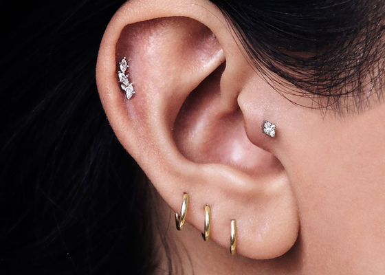 Helix Piercing Kıkırdak Tragus için 14K Altın Tıklayıcı 16g-40g