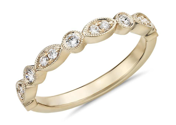 Yarım Sonsuzluk 14 Ayar Sarı Altın Alyans Yüzük Fantezi Kesim G-H VS1 0.28ct Pençe Ayarı