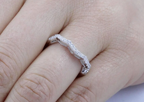 OEM ODM Doğal Pırlanta Alyans, Halo Tarzı Söz Yüzükleri 6.5mm Boyut