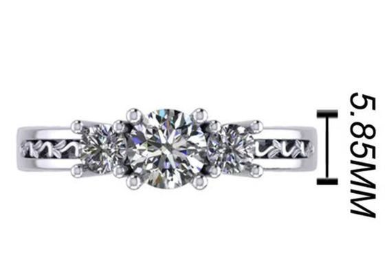 0.8ct 14k Som Altın Mücevherat, Prong Ayarı RD5.85mm Pırlanta Üç Taş Yüzük