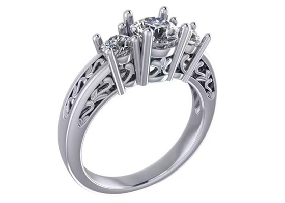 0.8ct 14k Som Altın Mücevherat, Prong Ayarı RD5.85mm Pırlanta Üç Taş Yüzük