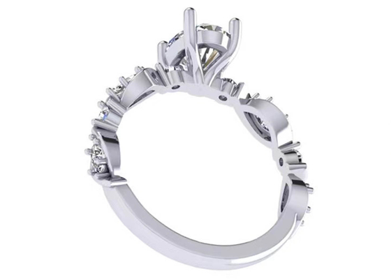 6.4mm 18k Beyaz Altın Pırlanta Alyans, Oval Şekil Pırlanta Yüzük OEM ODM