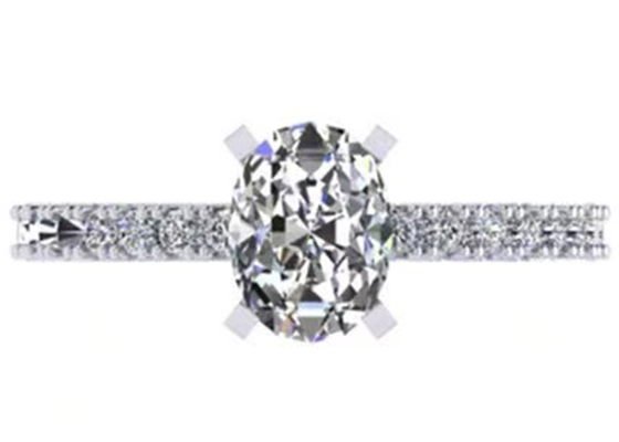 Yuvarlak Kesim 1.5 Karat Oval Pırlanta Yüzük 2.45g Ağırlık OV8 × 6MM Nişan İçin Boyut