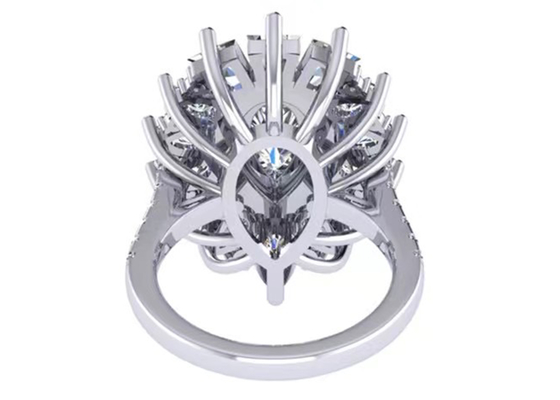 1.5ct 49pcs Klasik Halo Pırlanta Alyans Beyaz Altın Renk Kaplama ODM