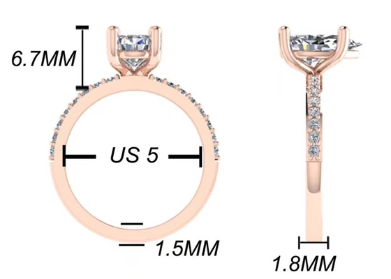 Armut Kesim 18 Ayar Pembe Altın Alyans Nişan için 10.67x7.23x4.1mm