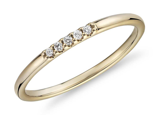 Dainty 14K Sarı Altın Takı, Eşleşen İstifleme 0.05ct elmas bant yüzük OEM ODM