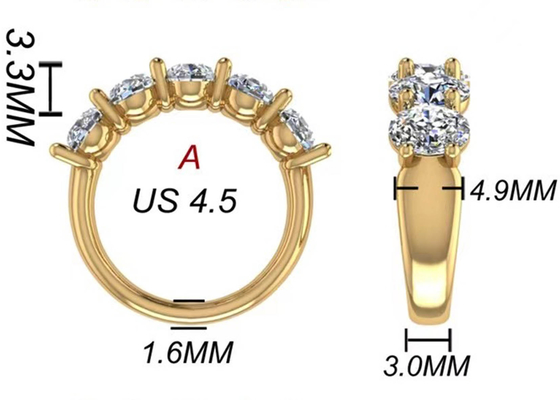 Oval Pırlanta 18 Ayar Gül Altın Yüzük 6.43x 4.7x 3.03mm Yıldönümü için Boyut