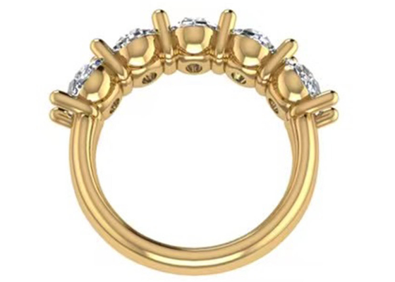 Oval Pırlanta 18 Ayar Gül Altın Yüzük 6.43x 4.7x 3.03mm Yıldönümü için Boyut