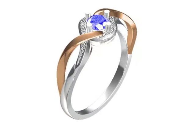 Tanzanit Takı 14K Som Altın Mücevher Çapraz Bantlar RD6.4MM Ana Taş