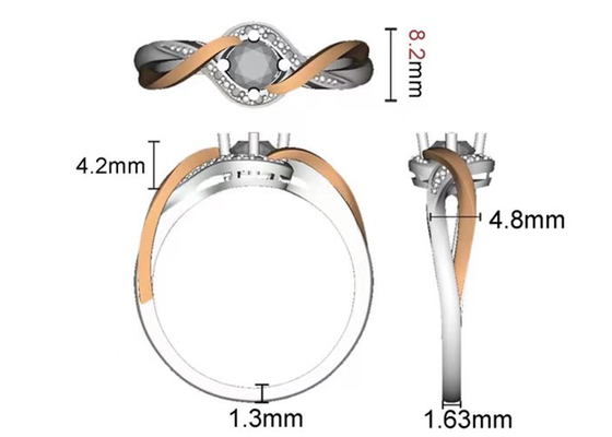 Tanzanit Takı 14K Som Altın Mücevher Çapraz Bantlar RD6.4MM Ana Taş