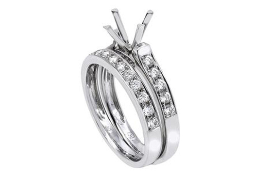Çift Yuvarlak Şekil Nişan Yüzüğü, 0.72ct 18K Beyaz Altın Yüzük OEM ODM