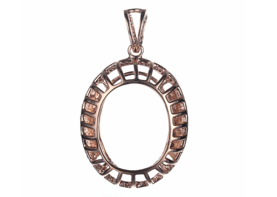 Oval Şekil Yarı Montaj Takı Kolye 10×14mm 2.7g Ağırlık Çatalı Ayar Tipi