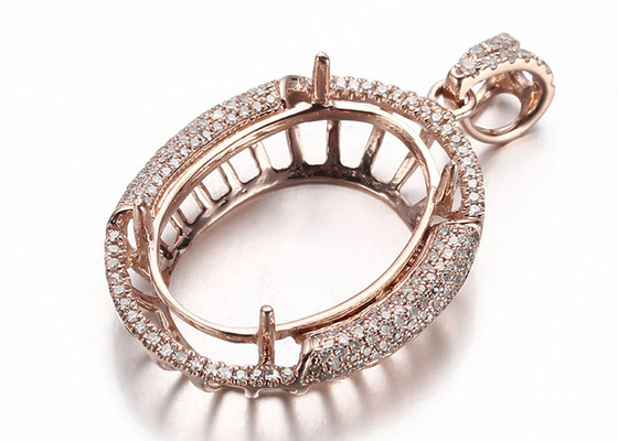 Oval Şekil Yarı Montaj Takı Kolye 10×14mm 2.7g Ağırlık Çatalı Ayar Tipi
