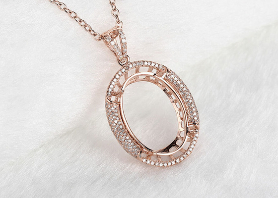 Oval Şekil Yarı Montaj Takı Kolye 10×14mm 2.7g Ağırlık Çatalı Ayar Tipi