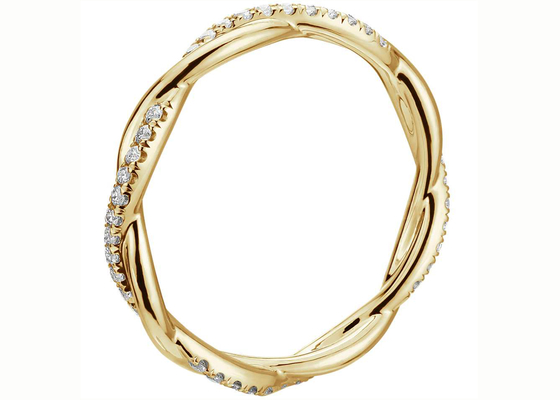 0.44ct Twist Link 14K Sarı Altın Takı 3.8mm-4.3mm Bant Boyutu Pençe Ayar Tipi
