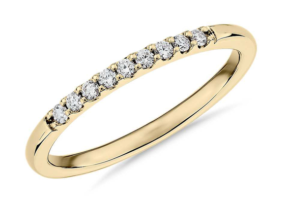 0.44ct İstiflenebilir Pırlanta Yüzük Sarı Altın 1.8mm Balık Kuyruğu Ayar Tipi