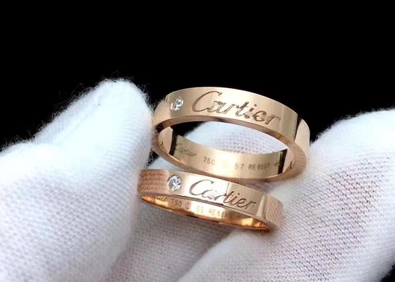 0.12ct 18K Som Altın Mücevher Yüzük Doğal Pırlantalı 3.6mm Genişlik