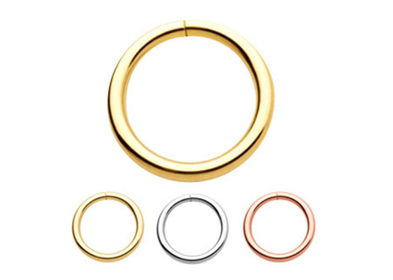 Burun Dudak Kulak için 14k Altın Piercing Yüzük 1/4 inç 5/16 inç 3/18 inç