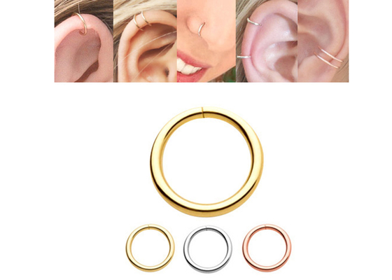 Burun Dudak Kulak için 14k Altın Piercing Yüzük 1/4 inç 5/16 inç 3/18 inç