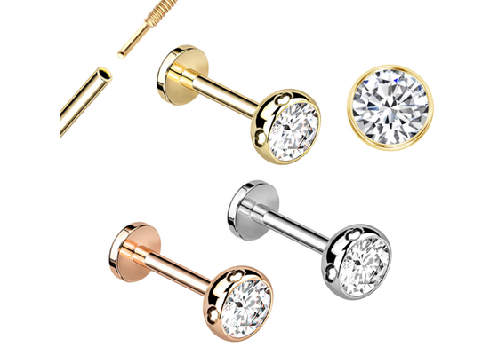 Steril Altın Vücut Piercing Takı Küpe Vida Stili Dia 3×3mm