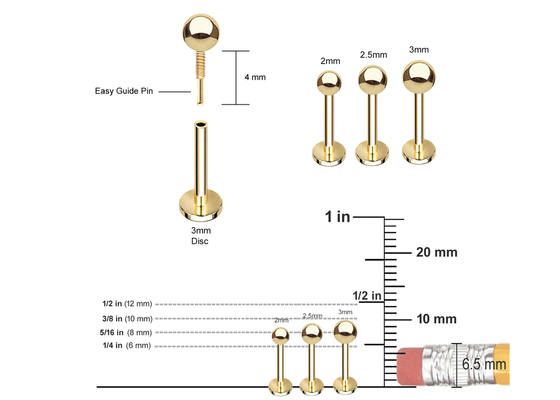 OEM 14k Altın Kıkırdak Küpe, Vücut Piercing Küpe 5mm 8mm 10mm Uzunluk