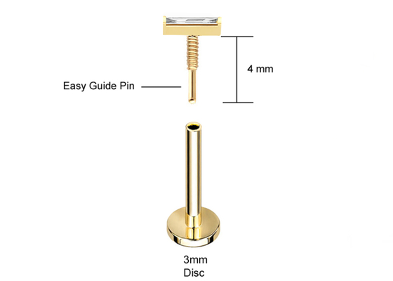 14K Altın Piercing Takı Küpe OEM ODM Dikdörtgen Pırlantalı