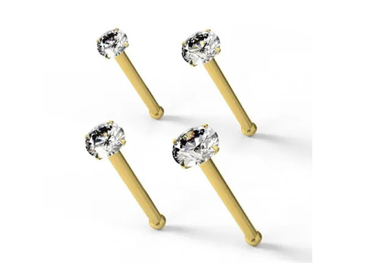 Kalınlık 0.6mm 18K Altın Burun Piercing, 1.25-3.0mm Pırlantalı