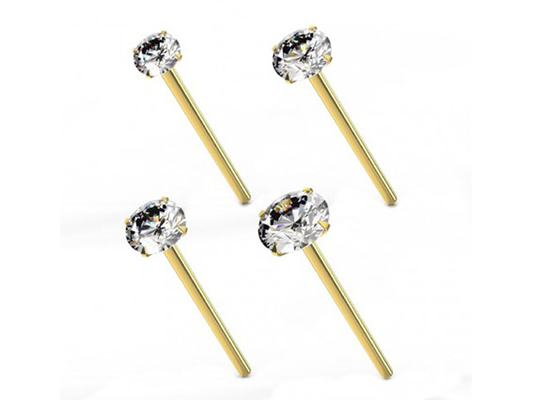 Kalınlık 0.6mm 18K Altın Burun Piercing, 1.25-3.0mm Pırlantalı