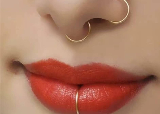 Menteşeli Segment 18K Altın Burun Piercing Klasik 6-12mm Boyut
