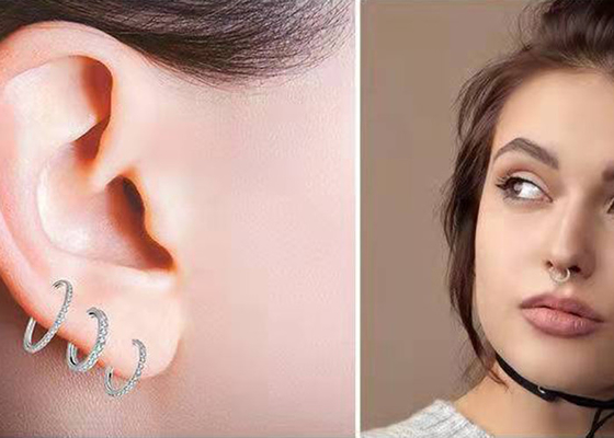 Dia 9mm 11mm 18k Altın Burun Saplaması, 0.14ct Doğal Pırlantalı Burun Halkası Piercing