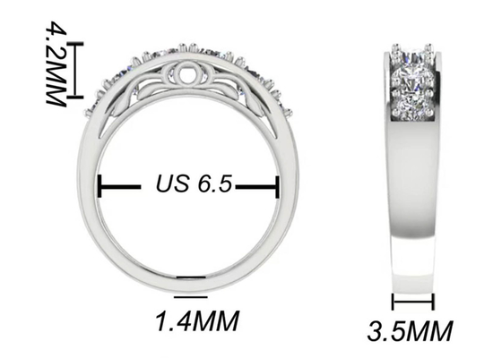 Yuvarlak Kesim Beyaz Altın Alyans, 6 adet 4.1mm VS1 Gerçek Pırlanta Alyans
