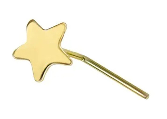 3mm Düz Yıldız 18K Altın Burun Piercing L Şekli 0.6mm Kalınlık