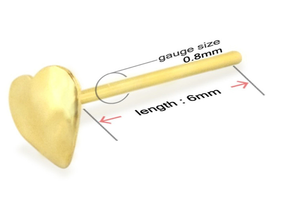 Piercing 18K Sarı Altın Pırlanta Burun Damızlık Kalp Şekli 3mm OEM ODM