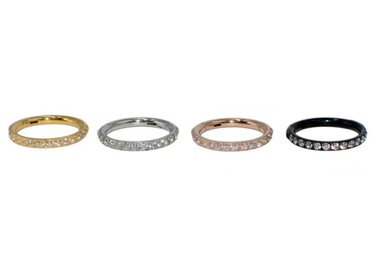 16G Serme Pırlantalı Menteşeli Segment 14K Altın Clicker Çember şekli