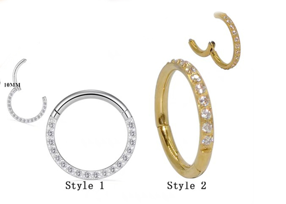 16G Serme Pırlantalı Menteşeli Segment 14K Altın Clicker Çember şekli