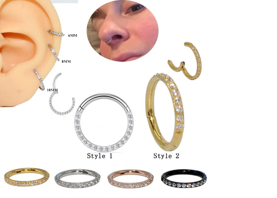 16G Serme Pırlantalı Menteşeli Segment 14K Altın Clicker Çember şekli