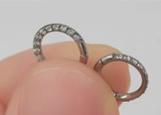 16G Serme Pırlantalı Menteşeli Segment 14K Altın Clicker Çember şekli