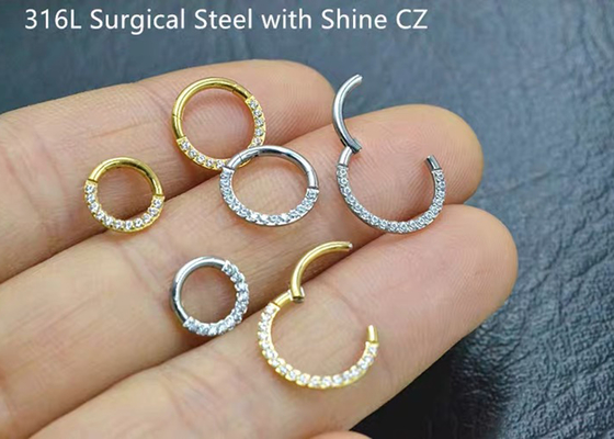 Düğün Hediyesi için Pırlanta 14 Ayar Altın Menteşeli Segment Yüzük Piercing