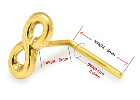 Dainty 18K Altın Burun Piercing L Şekilli 0,6 mm Kalınlık Hipoalerjenik