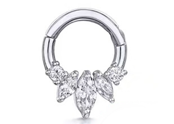 Markiz Kesim 14 Ayar Altın Clicker Piercing Dört Pençe Ayar Tipi Septum Daith Burun İçin