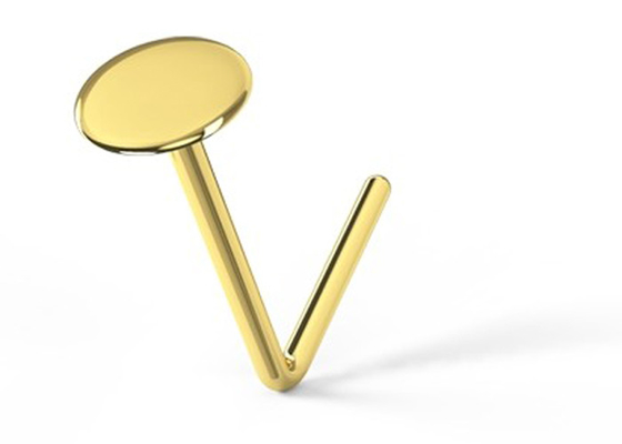 L Şekli 18K Altın Burun Piercing Düğmesi Stili Kadınlar İçin 6mm + 5mm Uzunluk