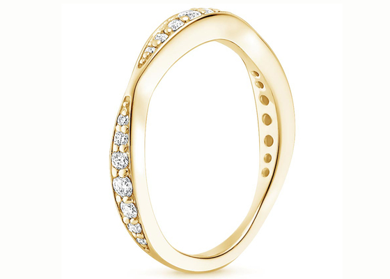 Tam Pırlanta 14 Ayar Sarı Altın Takı Yüzük 0.35ct 1.5mm-4.3mm Bant Boyutu
